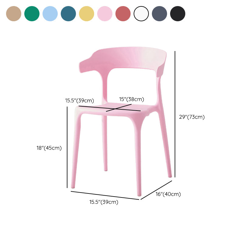 Moderne eetkamer armloos plastic open achterste achterste eetkamerstoel