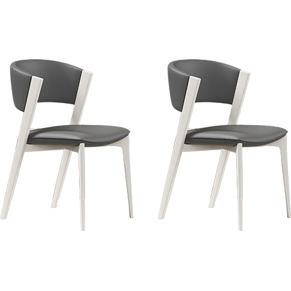 White Legs Modern Open Back Upholstered Dining and Accent Chairs Grey 2 Piece Set Clearhalo 'Dining Chairs' 'Dining Tables & Seating' 'dining_chair' 'furn' 'furn_dining_chair' 'Furniture' 'Kitchen & Dining Furniture' 7794711