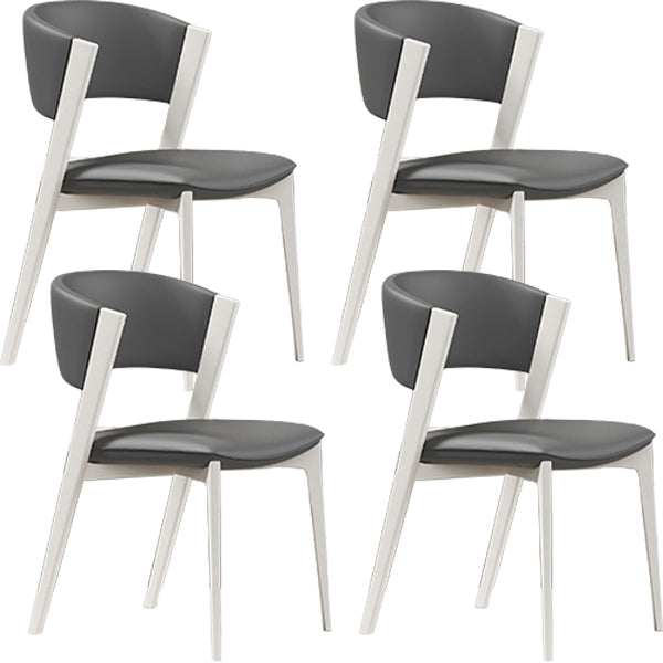 White Legs Modern Open Back Upholstered Dining and Accent Chairs Grey 4 Piece Set Clearhalo 'Dining Chairs' 'Dining Tables & Seating' 'dining_chair' 'furn' 'furn_dining_chair' 'Furniture' 'Kitchen & Dining Furniture' 7794712