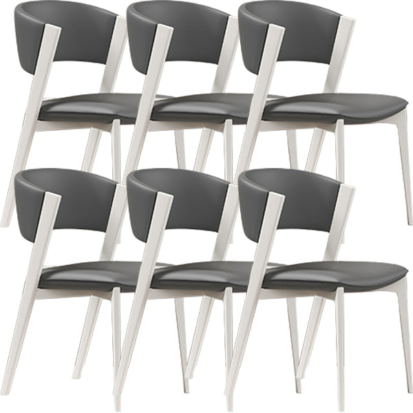 White Legs Modern Open Back Upholstered Dining and Accent Chairs Grey 6 Piece Set Clearhalo 'Dining Chairs' 'Dining Tables & Seating' 'dining_chair' 'furn' 'furn_dining_chair' 'Furniture' 'Kitchen & Dining Furniture' 7794715