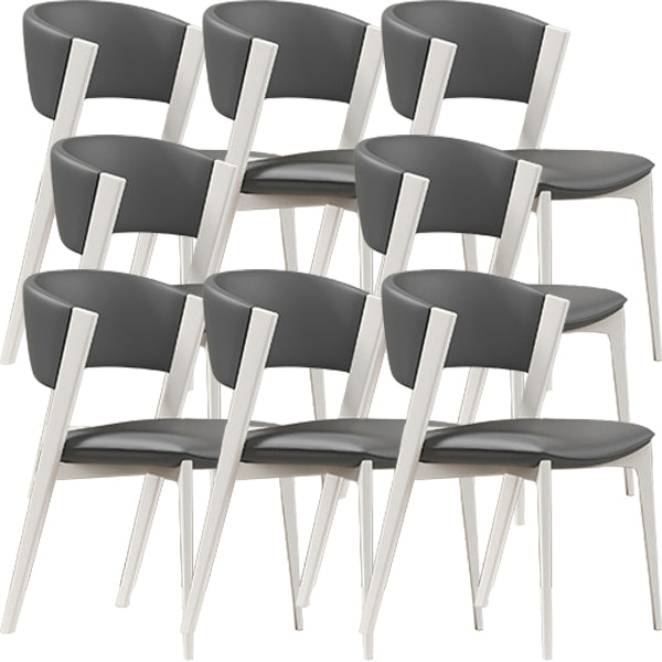 White Legs Modern Open Back Upholstered Dining and Accent Chairs Grey 8 Piece Set Clearhalo 'Dining Chairs' 'Dining Tables & Seating' 'dining_chair' 'furn' 'furn_dining_chair' 'Furniture' 'Kitchen & Dining Furniture' 7794716