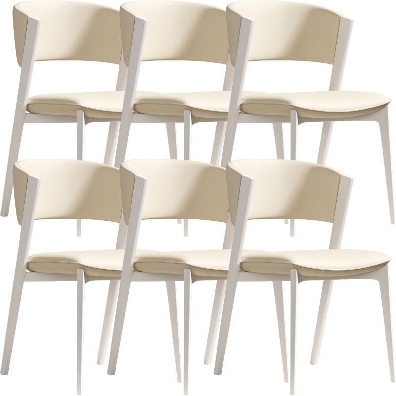 White Legs Modern Open Back Upholstered Dining and Accent Chairs White 6 Piece Set Clearhalo 'Dining Chairs' 'Dining Tables & Seating' 'dining_chair' 'furn' 'furn_dining_chair' 'Furniture' 'Kitchen & Dining Furniture' 7794723