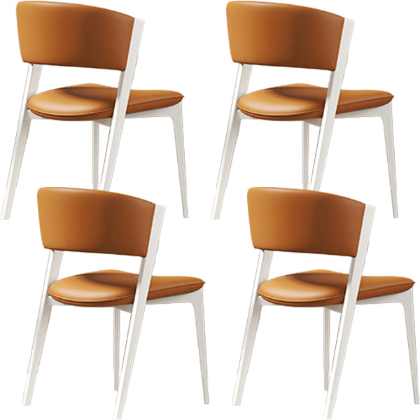 White Legs Modern Open Back Upholstered Dining and Accent Chairs Orange 4 Piece Set Clearhalo 'Dining Chairs' 'Dining Tables & Seating' 'dining_chair' 'furn' 'furn_dining_chair' 'Furniture' 'Kitchen & Dining Furniture' 7794728