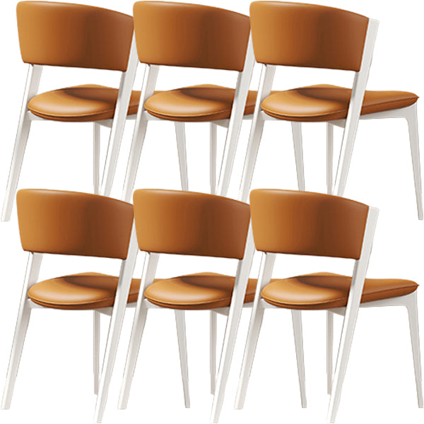 White Legs Modern Open Back Upholstered Dining and Accent Chairs Orange 6 Piece Set Clearhalo 'Dining Chairs' 'Dining Tables & Seating' 'dining_chair' 'furn' 'furn_dining_chair' 'Furniture' 'Kitchen & Dining Furniture' 7794730