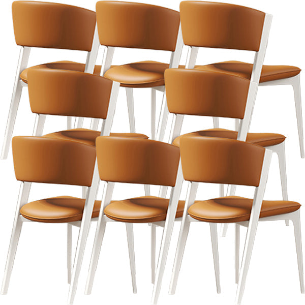 White Legs Modern Open Back Upholstered Dining and Accent Chairs Orange 8 Piece Set Clearhalo 'Dining Chairs' 'Dining Tables & Seating' 'dining_chair' 'furn' 'furn_dining_chair' 'Furniture' 'Kitchen & Dining Furniture' 7794731