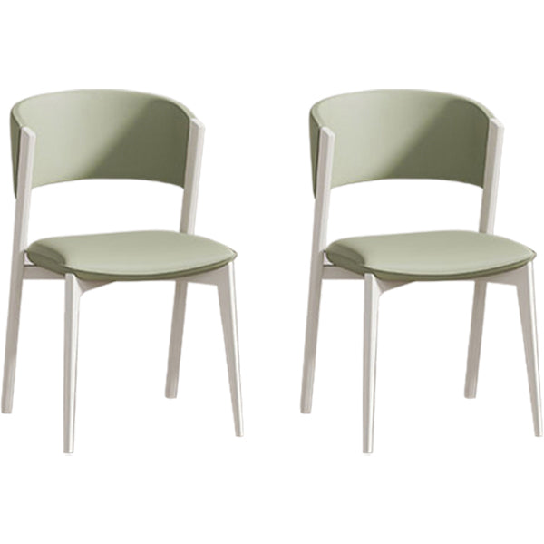 White Legs Modern Open Back Upholstered Dining and Accent Chairs Green 2 Piece Set Clearhalo 'Dining Chairs' 'Dining Tables & Seating' 'dining_chair' 'furn' 'furn_dining_chair' 'Furniture' 'Kitchen & Dining Furniture' 7794732