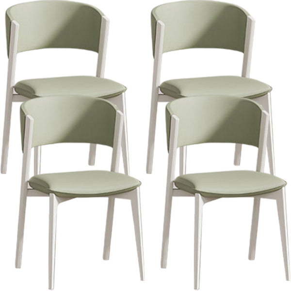 White Legs Modern Open Back Upholstered Dining and Accent Chairs Green 4 Piece Set Clearhalo 'Dining Chairs' 'Dining Tables & Seating' 'dining_chair' 'furn' 'furn_dining_chair' 'Furniture' 'Kitchen & Dining Furniture' 7794733