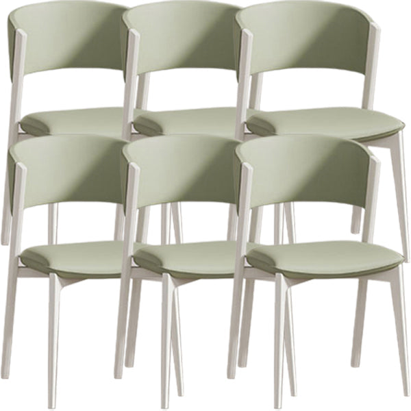 White Legs Modern Open Back Upholstered Dining and Accent Chairs Green 6 Piece Set Clearhalo 'Dining Chairs' 'Dining Tables & Seating' 'dining_chair' 'furn' 'furn_dining_chair' 'Furniture' 'Kitchen & Dining Furniture' 7794734