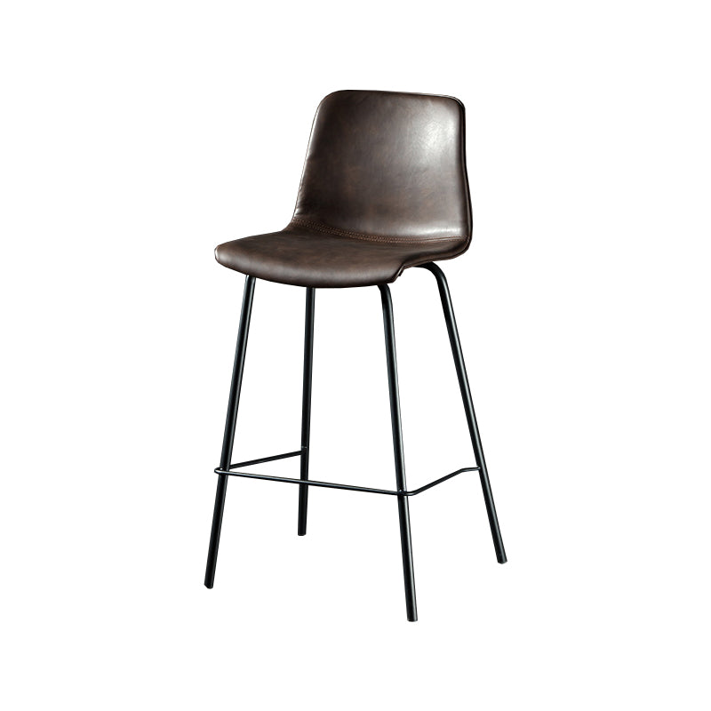 Contemporary Style Low Back Upholstered Bar Stool with Metal Legs Coffee 1 Piece Clearhalo 'Bar Furniture' 'Bar Stools' 'bar_stools' 'furn' 'furn_bar_stools' 'Furniture' 'Kitchen & Dining Furniture' 7794788