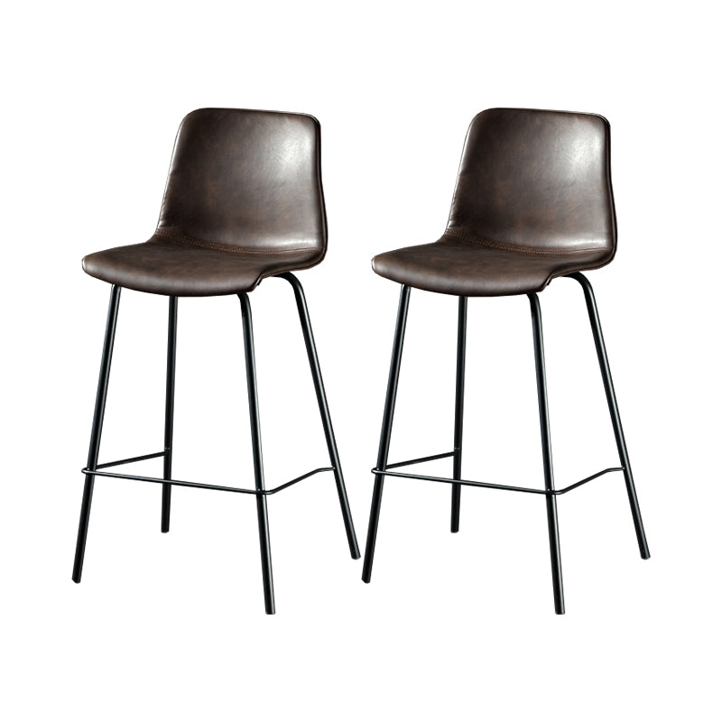 Contemporary Style Low Back Upholstered Bar Stool with Metal Legs Coffee 2 Piece Set Clearhalo 'Bar Furniture' 'Bar Stools' 'bar_stools' 'furn' 'furn_bar_stools' 'Furniture' 'Kitchen & Dining Furniture' 7794790