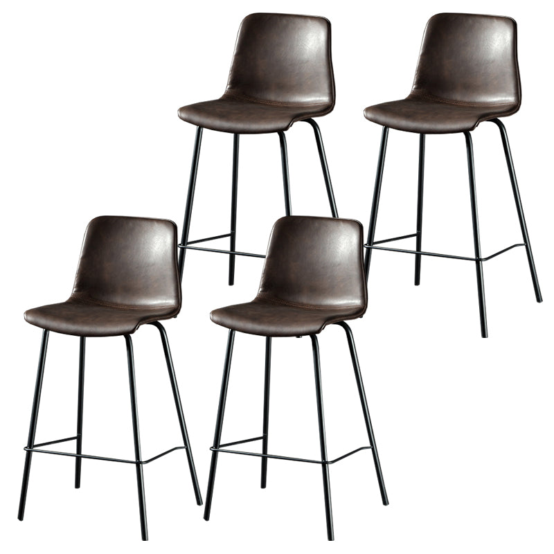 Contemporary Style Low Back Upholstered Bar Stool with Metal Legs Coffee 4 Piece Set Clearhalo 'Bar Furniture' 'Bar Stools' 'bar_stools' 'furn' 'furn_bar_stools' 'Furniture' 'Kitchen & Dining Furniture' 7794792
