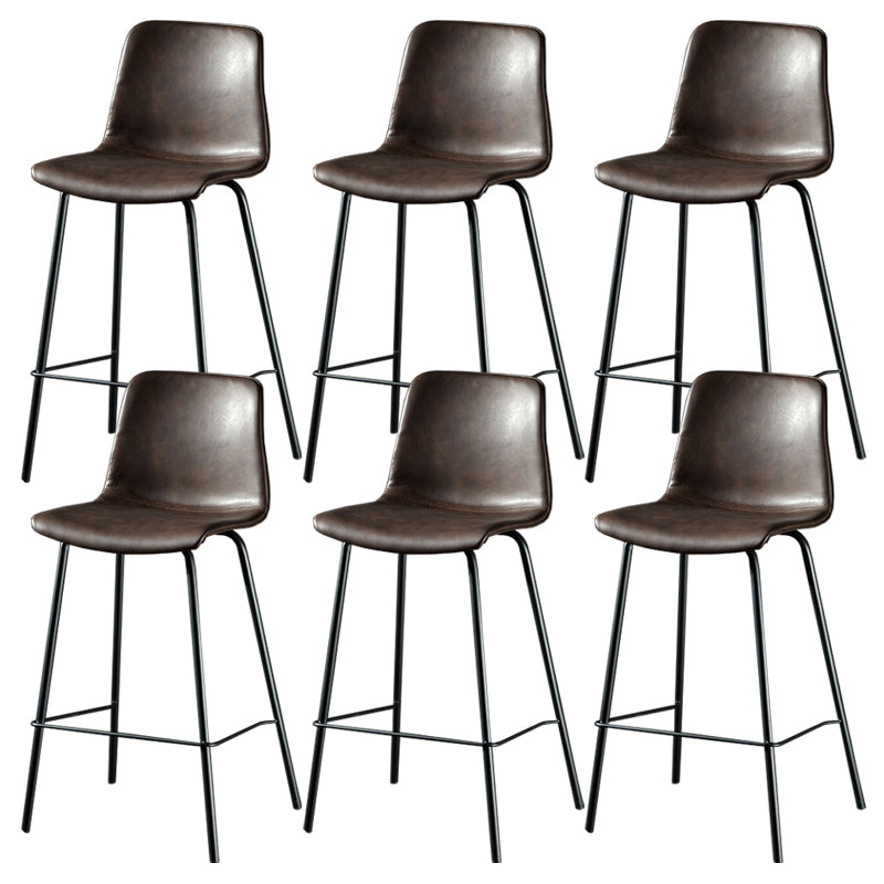 Contemporary Style Low Back Upholstered Bar Stool with Metal Legs Coffee 6 Piece Set Clearhalo 'Bar Furniture' 'Bar Stools' 'bar_stools' 'furn' 'furn_bar_stools' 'Furniture' 'Kitchen & Dining Furniture' 7794793