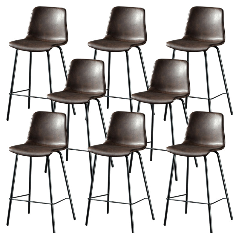 Contemporary Style Low Back Upholstered Bar Stool with Metal Legs Coffee 8 Piece Set Clearhalo 'Bar Furniture' 'Bar Stools' 'bar_stools' 'furn' 'furn_bar_stools' 'Furniture' 'Kitchen & Dining Furniture' 7794796