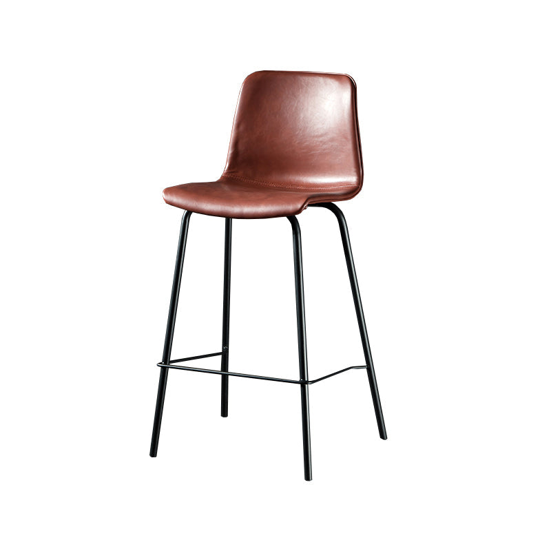 Contemporary Style Low Back Upholstered Bar Stool with Metal Legs Burgundy 1 Piece Clearhalo 'Bar Furniture' 'Bar Stools' 'bar_stools' 'furn' 'furn_bar_stools' 'Furniture' 'Kitchen & Dining Furniture' 7794797