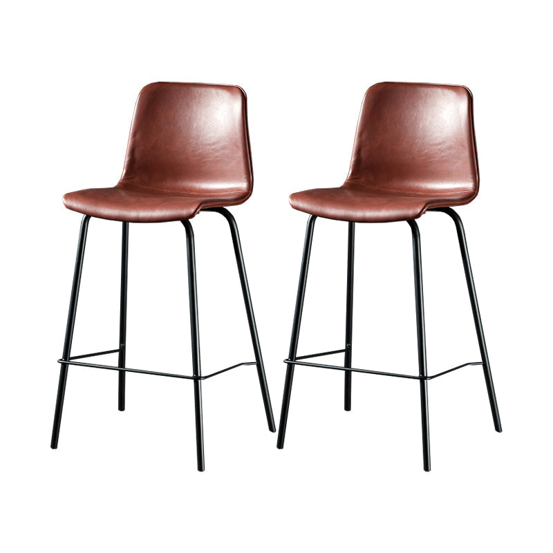 Contemporary Style Low Back Upholstered Bar Stool with Metal Legs Burgundy 2 Piece Set Clearhalo 'Bar Furniture' 'Bar Stools' 'bar_stools' 'furn' 'furn_bar_stools' 'Furniture' 'Kitchen & Dining Furniture' 7794800