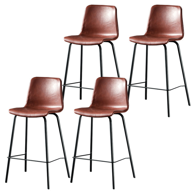 Contemporary Style Low Back Upholstered Bar Stool with Metal Legs Burgundy 4 Piece Set Clearhalo 'Bar Furniture' 'Bar Stools' 'bar_stools' 'furn' 'furn_bar_stools' 'Furniture' 'Kitchen & Dining Furniture' 7794802