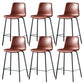 Contemporary Style Low Back Upholstered Bar Stool with Metal Legs Burgundy 6 Piece Set Clearhalo 'Bar Furniture' 'Bar Stools' 'bar_stools' 'furn' 'furn_bar_stools' 'Furniture' 'Kitchen & Dining Furniture' 7794804