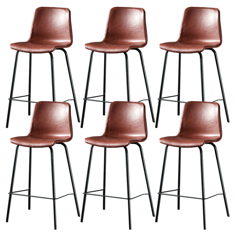 Contemporary Style Low Back Upholstered Bar Stool with Metal Legs Burgundy 6 Piece Set Clearhalo 'Bar Furniture' 'Bar Stools' 'bar_stools' 'furn' 'furn_bar_stools' 'Furniture' 'Kitchen & Dining Furniture' 7794804