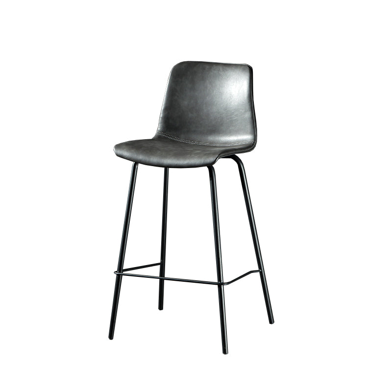 Contemporary Style Low Back Upholstered Bar Stool with Metal Legs Grey 1 Piece Clearhalo 'Bar Furniture' 'Bar Stools' 'bar_stools' 'furn' 'furn_bar_stools' 'Furniture' 'Kitchen & Dining Furniture' 7794807