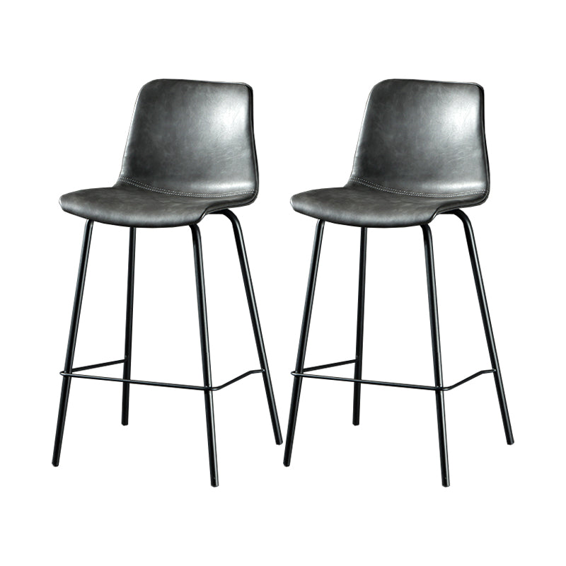 Contemporary Style Low Back Upholstered Bar Stool with Metal Legs Grey 2 Piece Set Clearhalo 'Bar Furniture' 'Bar Stools' 'bar_stools' 'furn' 'furn_bar_stools' 'Furniture' 'Kitchen & Dining Furniture' 7794808