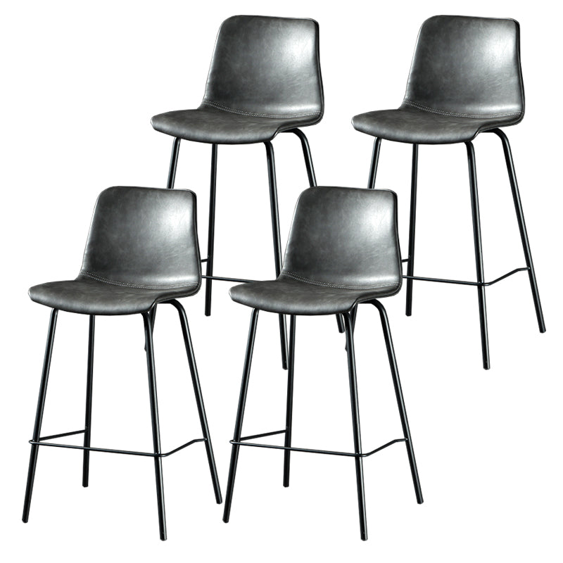 Contemporary Style Low Back Upholstered Bar Stool with Metal Legs Grey 4 Piece Set Clearhalo 'Bar Furniture' 'Bar Stools' 'bar_stools' 'furn' 'furn_bar_stools' 'Furniture' 'Kitchen & Dining Furniture' 7794809