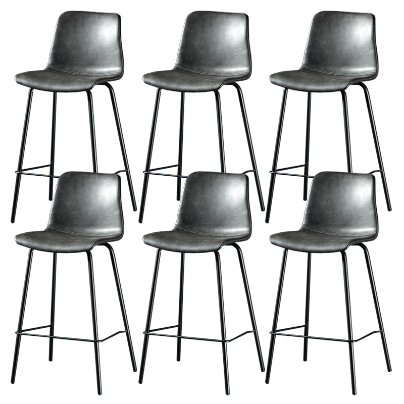 Contemporary Style Low Back Upholstered Bar Stool with Metal Legs Grey 6 Piece Set Clearhalo 'Bar Furniture' 'Bar Stools' 'bar_stools' 'furn' 'furn_bar_stools' 'Furniture' 'Kitchen & Dining Furniture' 7794810