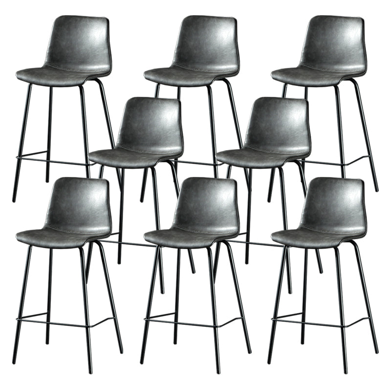 Contemporary Style Low Back Upholstered Bar Stool with Metal Legs Grey 8 Piece Set Clearhalo 'Bar Furniture' 'Bar Stools' 'bar_stools' 'furn' 'furn_bar_stools' 'Furniture' 'Kitchen & Dining Furniture' 7794811
