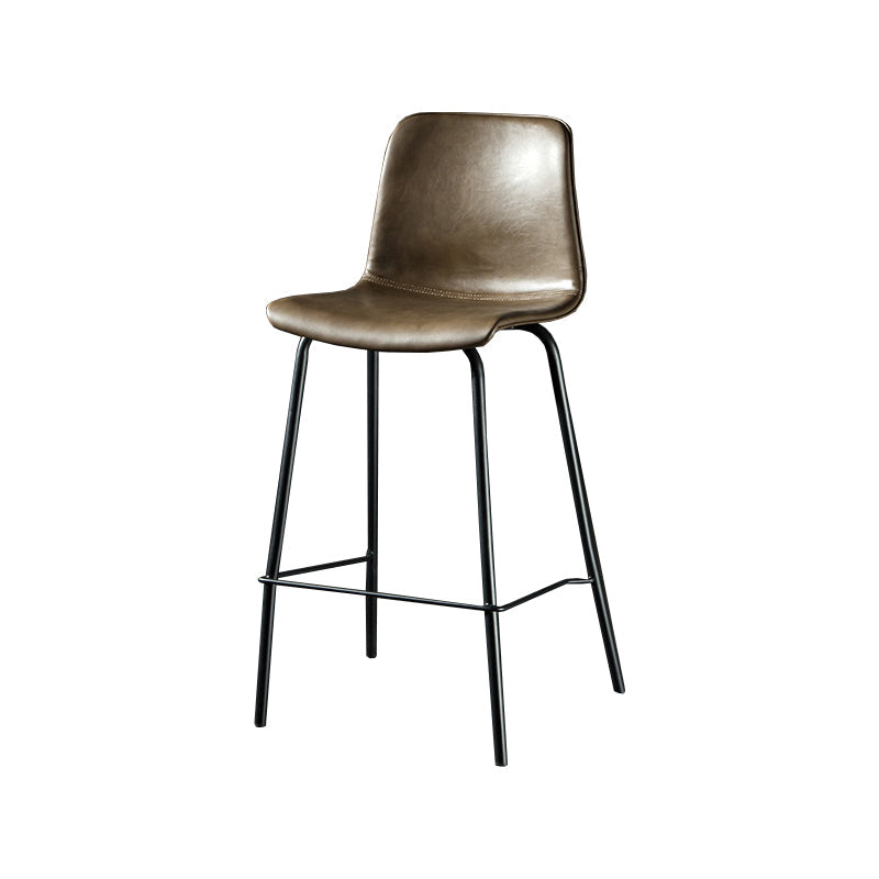 Contemporary Style Low Back Upholstered Bar Stool with Metal Legs Tan 1 Piece Bar Stool(30"H) Clearhalo 'Bar Furniture' 'Bar Stools' 'bar_stools' 'furn' 'furn_bar_stools' 'Furniture' 'Kitchen & Dining Furniture' 7794812