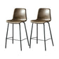 Contemporary Style Low Back Upholstered Bar Stool with Metal Legs Tan 2 Piece Set Counter Stool(26"H) Clearhalo 'Bar Furniture' 'Bar Stools' 'bar_stools' 'furn' 'furn_bar_stools' 'Furniture' 'Kitchen & Dining Furniture' 7794813