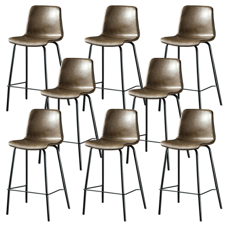 Contemporary Style Low Back Upholstered Bar Stool with Metal Legs Tan 8 Piece Set Counter Stool(26"H) Clearhalo 'Bar Furniture' 'Bar Stools' 'bar_stools' 'furn' 'furn_bar_stools' 'Furniture' 'Kitchen & Dining Furniture' 7794816