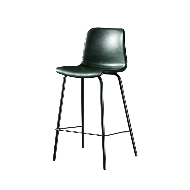 Contemporary Style Low Back Upholstered Bar Stool with Metal Legs Blackish Green 1 Piece Clearhalo 'Bar Furniture' 'Bar Stools' 'bar_stools' 'furn' 'furn_bar_stools' 'Furniture' 'Kitchen & Dining Furniture' 7794817
