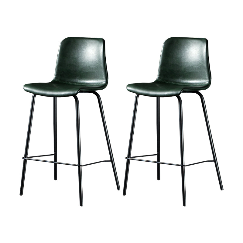 Contemporary Style Low Back Upholstered Bar Stool with Metal Legs Blackish Green 2 Piece Set Clearhalo 'Bar Furniture' 'Bar Stools' 'bar_stools' 'furn' 'furn_bar_stools' 'Furniture' 'Kitchen & Dining Furniture' 7794818