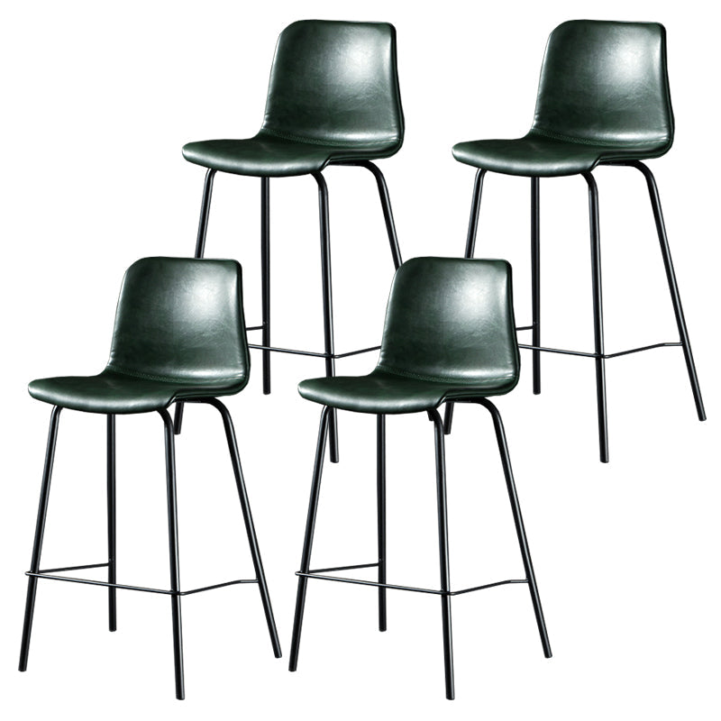 Contemporary Style Low Back Upholstered Bar Stool with Metal Legs Blackish Green 4 Piece Set Clearhalo 'Bar Furniture' 'Bar Stools' 'bar_stools' 'furn' 'furn_bar_stools' 'Furniture' 'Kitchen & Dining Furniture' 7794819