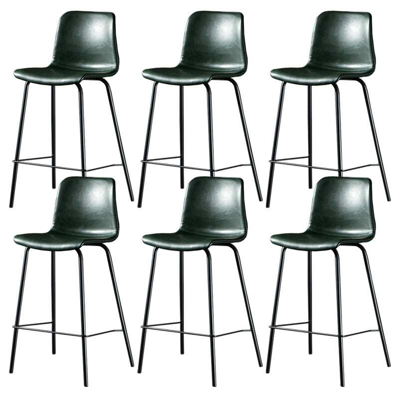 Contemporary Style Low Back Upholstered Bar Stool with Metal Legs Blackish Green 6 Piece Set Clearhalo 'Bar Furniture' 'Bar Stools' 'bar_stools' 'furn' 'furn_bar_stools' 'Furniture' 'Kitchen & Dining Furniture' 7794820