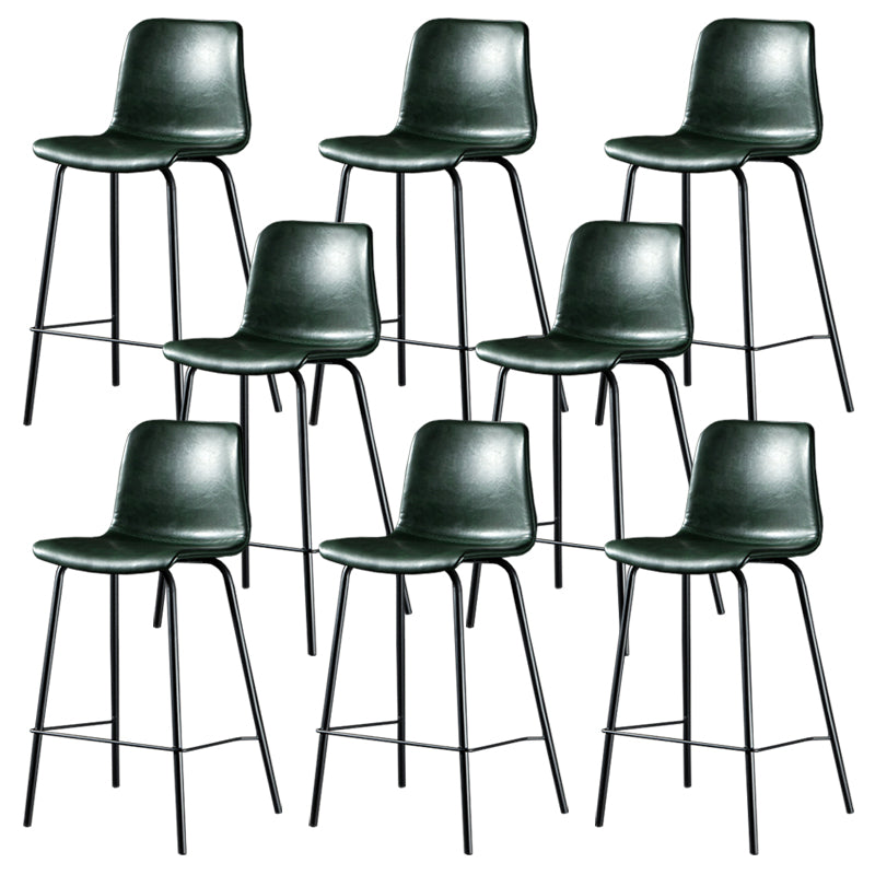 Contemporary Style Low Back Upholstered Bar Stool with Metal Legs Blackish Green 8 Piece Set Clearhalo 'Bar Furniture' 'Bar Stools' 'bar_stools' 'furn' 'furn_bar_stools' 'Furniture' 'Kitchen & Dining Furniture' 7794821
