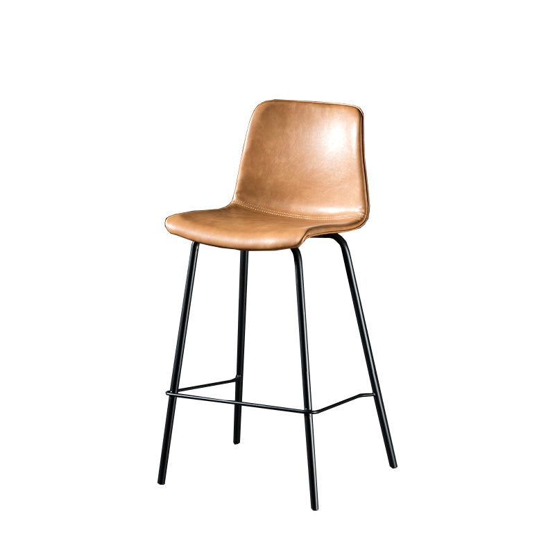 Contemporary Style Low Back Upholstered Bar Stool with Metal Legs Tan 1 Piece Counter Stool(26"H) Clearhalo 'Bar Furniture' 'Bar Stools' 'bar_stools' 'furn' 'furn_bar_stools' 'Furniture' 'Kitchen & Dining Furniture' 7794822