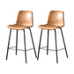 Contemporary Style Low Back Upholstered Bar Stool with Metal Legs Tan 2 Piece Set Bar Stool(30"H) Clearhalo 'Bar Furniture' 'Bar Stools' 'bar_stools' 'furn' 'furn_bar_stools' 'Furniture' 'Kitchen & Dining Furniture' 7794823