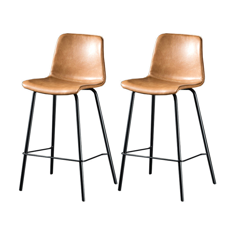 Contemporary Style Low Back Upholstered Bar Stool with Metal Legs Tan 2 Piece Set Bar Stool(30"H) Clearhalo 'Bar Furniture' 'Bar Stools' 'bar_stools' 'furn' 'furn_bar_stools' 'Furniture' 'Kitchen & Dining Furniture' 7794823