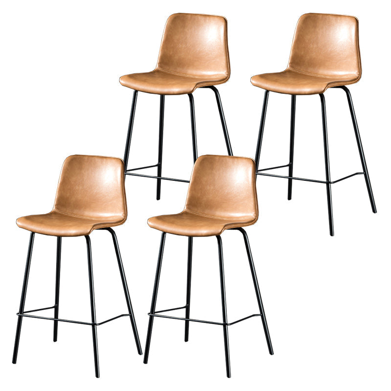 Contemporary Style Low Back Upholstered Bar Stool with Metal Legs Tan 4 Piece Set Clearhalo 'Bar Furniture' 'Bar Stools' 'bar_stools' 'furn' 'furn_bar_stools' 'Furniture' 'Kitchen & Dining Furniture' 7794824