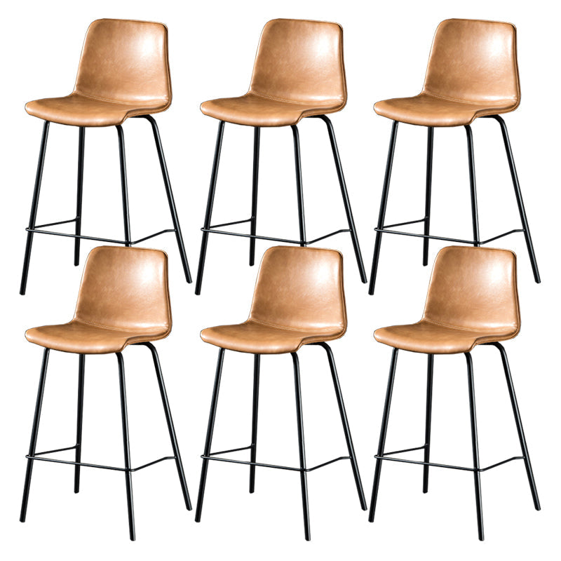 Contemporary Style Low Back Upholstered Bar Stool with Metal Legs Tan 6 Piece Set Clearhalo 'Bar Furniture' 'Bar Stools' 'bar_stools' 'furn' 'furn_bar_stools' 'Furniture' 'Kitchen & Dining Furniture' 7794825