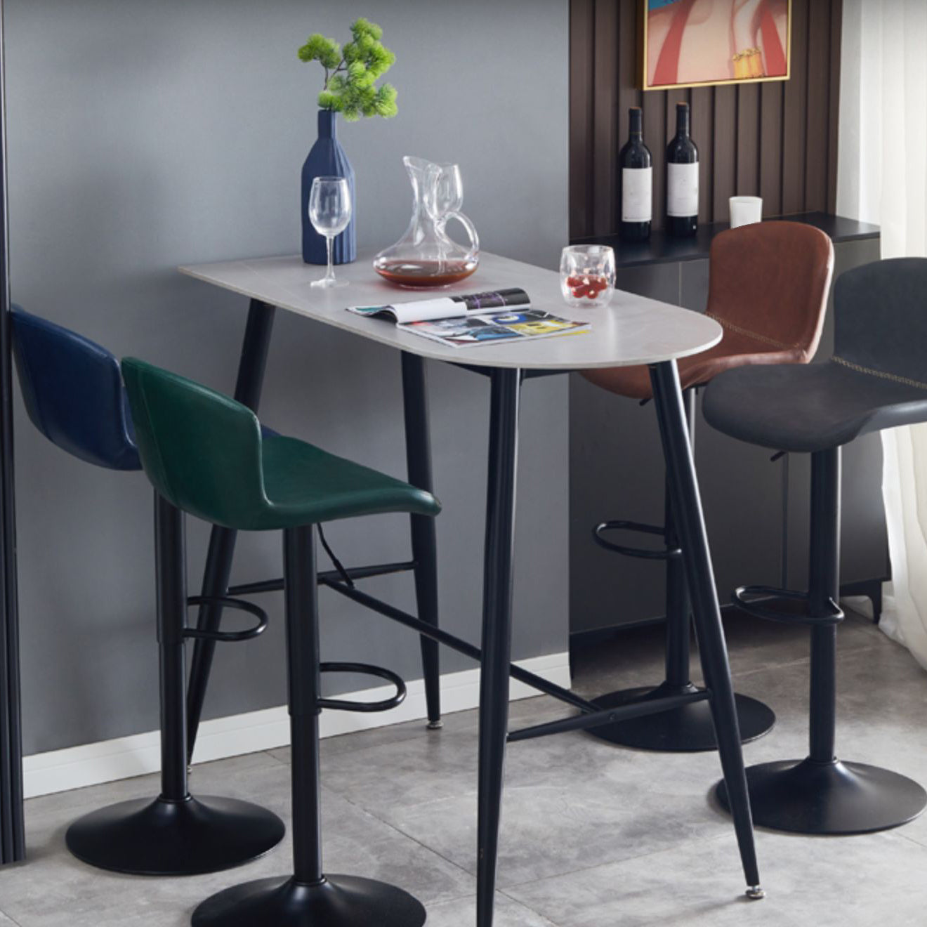 Hedendaagse stijl verstelbare gestoffeerde barstoel met metalen benen