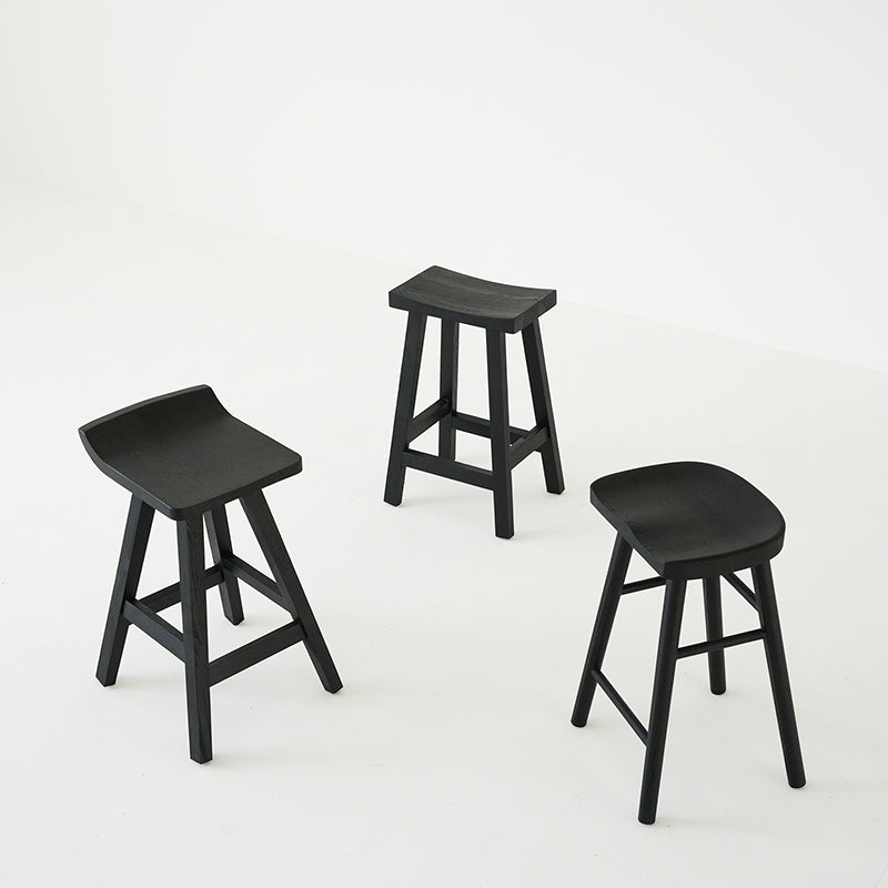 Contemporary Black Ash Solid Wood Armless Bar Stool with Footrest Clearhalo 'Bar Furniture' 'Bar Stools' 'bar_stools' 'furn' 'furn_bar_stools' 'Furniture' 'Kitchen & Dining Furniture' 7794900