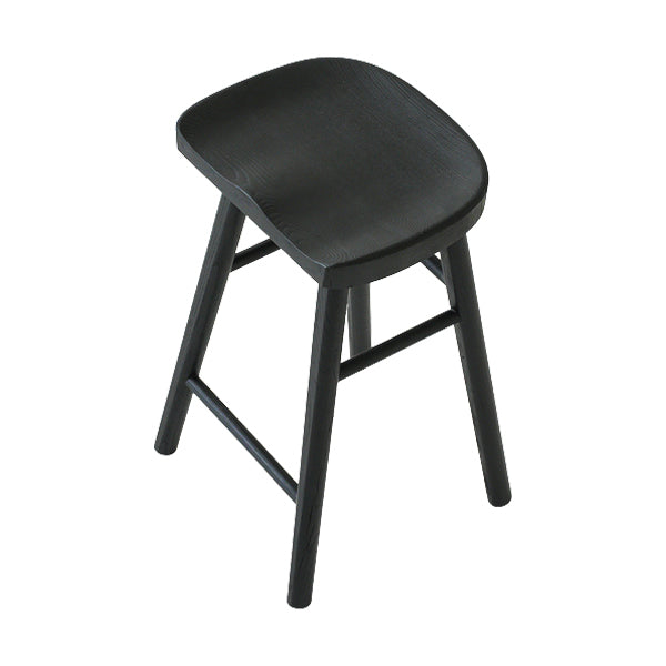 Contemporary Black Ash Solid Wood Armless Bar Stool with Footrest Black 1 Piece Clearhalo 'Bar Furniture' 'Bar Stools' 'bar_stools' 'furn' 'furn_bar_stools' 'Furniture' 'Kitchen & Dining Furniture' 7794901