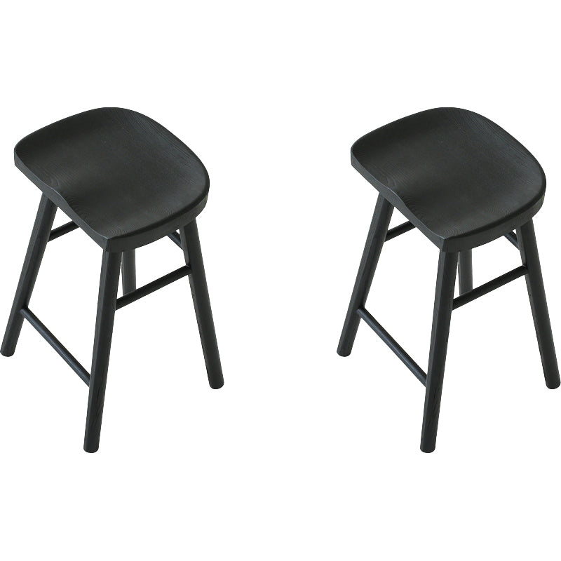 Contemporary Black Ash Solid Wood Armless Bar Stool with Footrest Black 2 Piece Set Clearhalo 'Bar Furniture' 'Bar Stools' 'bar_stools' 'furn' 'furn_bar_stools' 'Furniture' 'Kitchen & Dining Furniture' 7794902