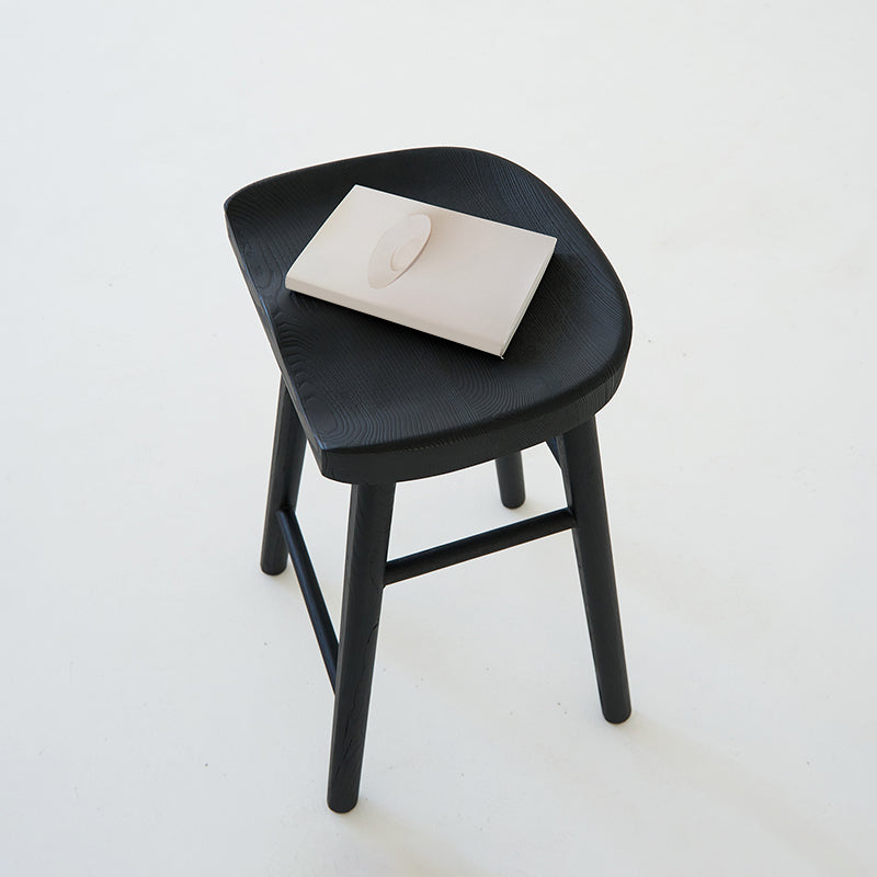 Contemporary Black Ash Solid Wood Armless Bar Stool with Footrest Clearhalo 'Bar Furniture' 'Bar Stools' 'bar_stools' 'furn' 'furn_bar_stools' 'Furniture' 'Kitchen & Dining Furniture' 7794903