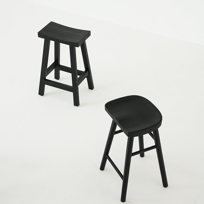Contemporary Black Ash Solid Wood Armless Bar Stool with Footrest Clearhalo 'Bar Furniture' 'Bar Stools' 'bar_stools' 'furn' 'furn_bar_stools' 'Furniture' 'Kitchen & Dining Furniture' 7794904