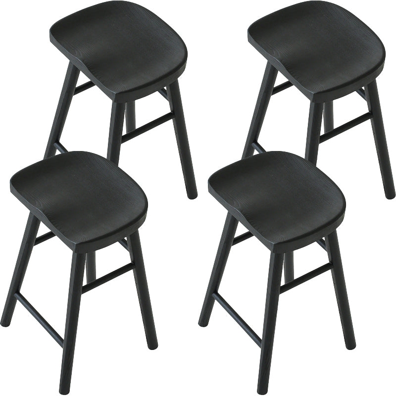 Contemporary Black Ash Solid Wood Armless Bar Stool with Footrest Black 4 Piece Set Clearhalo 'Bar Furniture' 'Bar Stools' 'bar_stools' 'furn' 'furn_bar_stools' 'Furniture' 'Kitchen & Dining Furniture' 7794905