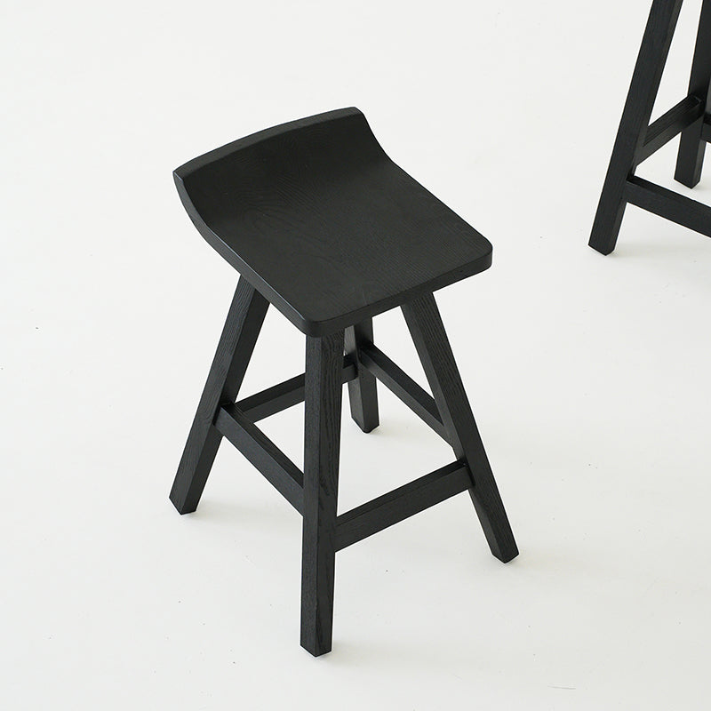 Contemporary Black Ash Solid Wood Armless Bar Stool with Footrest Clearhalo 'Bar Furniture' 'Bar Stools' 'bar_stools' 'furn' 'furn_bar_stools' 'Furniture' 'Kitchen & Dining Furniture' 7794906
