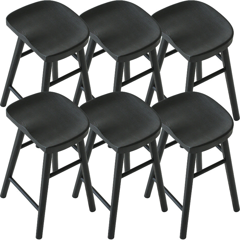 Contemporary Black Ash Solid Wood Armless Bar Stool with Footrest Black 6 Piece Set Clearhalo 'Bar Furniture' 'Bar Stools' 'bar_stools' 'furn' 'furn_bar_stools' 'Furniture' 'Kitchen & Dining Furniture' 7794907