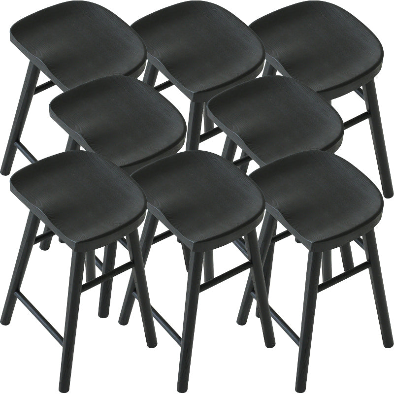 Contemporary Black Ash Solid Wood Armless Bar Stool with Footrest Black 8 Piece Set Clearhalo 'Bar Furniture' 'Bar Stools' 'bar_stools' 'furn' 'furn_bar_stools' 'Furniture' 'Kitchen & Dining Furniture' 7794909